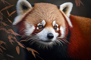 Obraz premium Red Panda portrait. Generative AI.