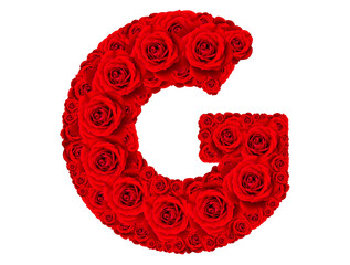 Rose alphabet set - Alphabet capital letter G made from red rose blossoms