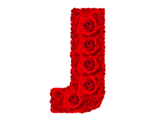 Rose alphabet set - Alphabet capital letter J made from red rose blossoms