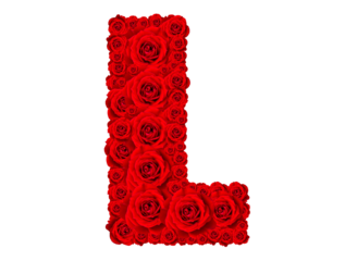 Rose alphabet set - Alphabet capital letter L made from red rose blossoms