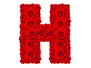 Rose alphabet set - Alphabet capital letter H made from red rose blossoms