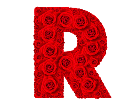 Rose alphabet set - Alphabet capital letter R made from red rose blossoms