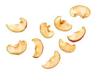 Dried apples isolated on white background.