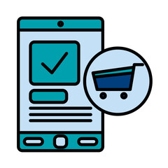 Filled Line ONLINE SHOPPING design vector icon