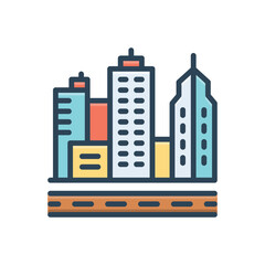 Color illustration icon for cities