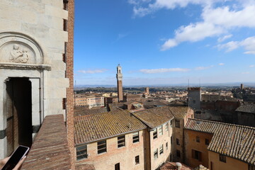 Obraz premium Tower of SIENA in ITALY Called TORRE DEL MANGIA from place called Facciatone