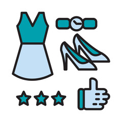 Filled Line REVIEW design vector icon