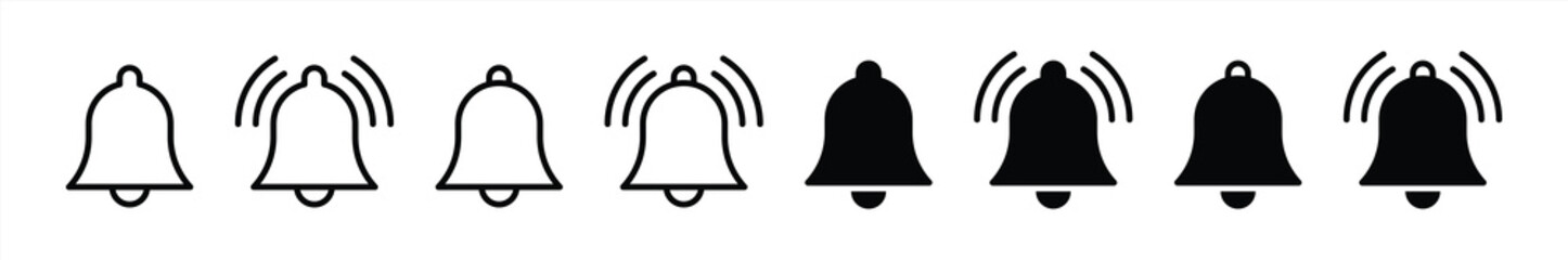 notification bell icon set. alarm bell icon. new message notification icon symbol sign collections, vector illustration