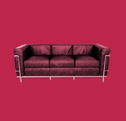 Modern sofa in Viva Magenta modern color