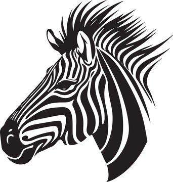 Zebra Mascot Logo Monochrome Design Style
