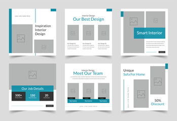 Set of Editable Interior Design Social Media, Furniture Banner, sale banner