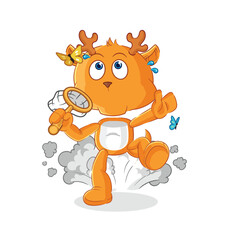 fawn catch butterfly illustration. character vector