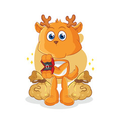 fawn propose with ring. cartoon mascot vector