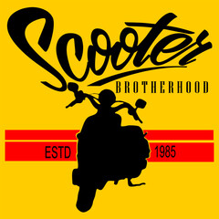 scooter motor club silhouette logo vector on yellow background