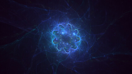 3D rendering abstract multicolor fractal light background