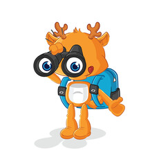 fawn with binoculars character. cartoon mascot vector
