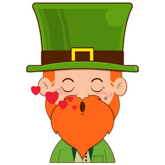 elf leprechaun in love face cartoon cute for saint patrick's day