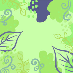Beautiful hand drawn flowers and leaves on colourful background