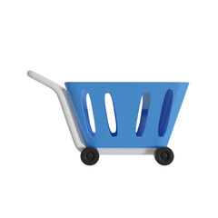 shopping carts isolated on blue background in 3d realistic style.	
