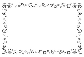 蛙と蓮の葉のフレーム　1色