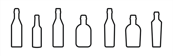 Bottle icon. Bottles wine icon. Bottle icon outline with different style, bottle sign and symbol. Vector illustration.