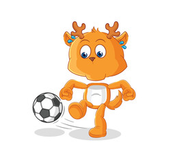 fawn kicking the ball cartoon. cartoon mascot vector