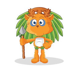 Plakat fawn tribal man mascot. cartoon vector