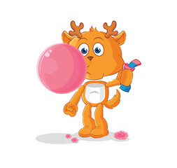 fawn chewing gum vector. cartoon character