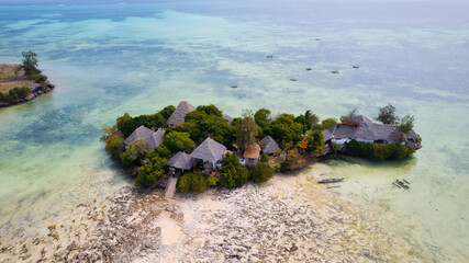 Experience a secluded paradise at this hotel on a small island in Zanzibar.