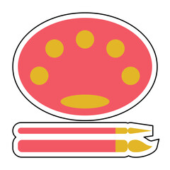 Sticker BRUSH & PALLET design vector icon