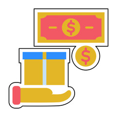 Sticker CASH ON DELIVERY design vector icon