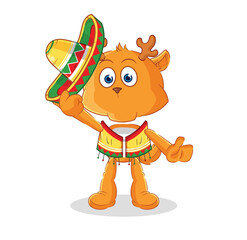 fawn Mexican culture and flag. cartoon mascot vector