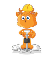 fawn drill the ground cartoon character vector