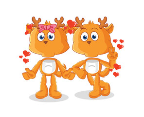 fawn dating cartoon. character mascot vector