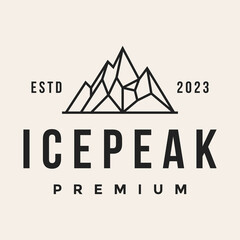 retro vintage, icepeak mount stone logo design vector template
