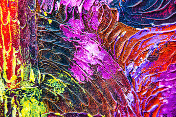 Colorful abstract oil painting art background. Texture of canvas and oil.