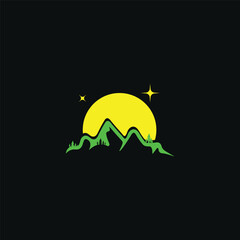 Abstract logo design Mountain and moon can edit and resize