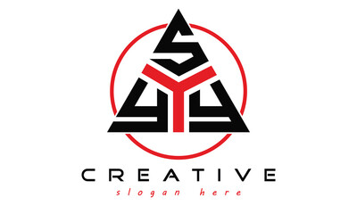 YSY three letter creative triangle shape in circle logo design vector template. typography logo | Letter mark logo | initial logo | wordmark logo | minimalist logo | gaming logo | emblem logo - obrazy, fototapety, plakaty
