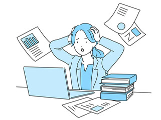 人物 仕事で頭を抱える女性