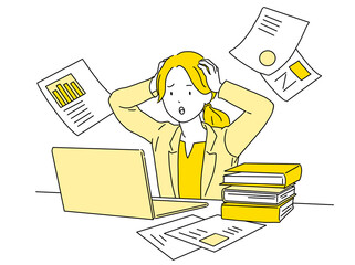 人物 仕事で頭を抱える女性