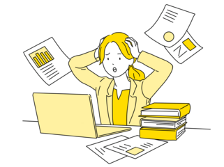 人物 仕事で頭を抱える女性