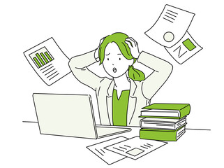 人物 仕事で頭を抱える女性