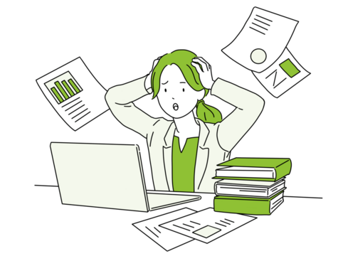 人物 仕事で頭を抱える女性