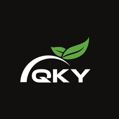 QKY letter nature logo design on black background. QKY creative initials letter leaf logo concept. QKY letter design.