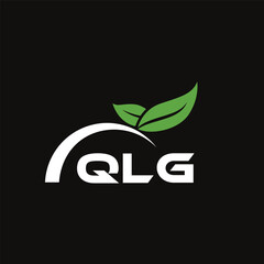 QLG letter nature logo design on black background. QLG creative initials letter leaf logo concept. QLG letter design.