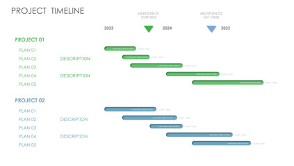 timeline project Infographic template for business. 3 year modern Timeline diagram calendar 2 project with presentation vector infographic.