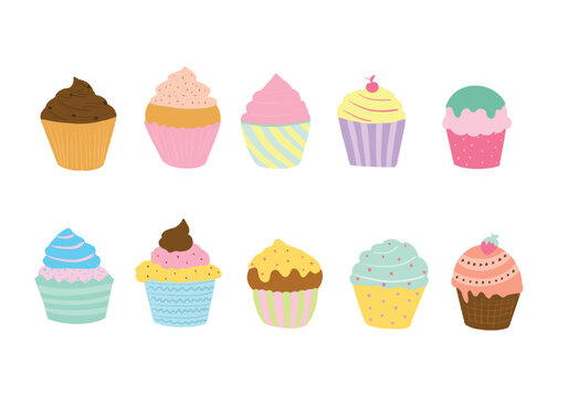 Vector Sweet and colorful Cup Cake 