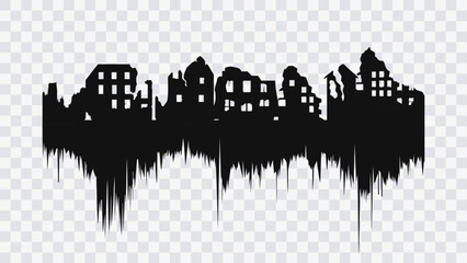The earthquake destroyed houses, Natural disasters vector illustration. Banner, background.