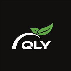 QLY letter nature logo design on black background. QLY creative initials letter leaf logo concept. QLY letter design.