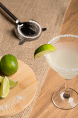 Classic Margarita cocktail fresh tequila, lime and orange liqueur